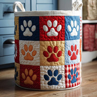 Classic Patchwork Paws Quilted Laundry Basket QH18