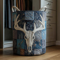 Blue Antlers Quilted Laundry Basket QH19