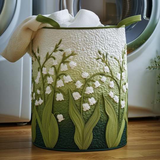Lily of the Valley Quilted Laundry Basket QH23