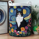 Cat Under Starry Night Quilted Laundry Basket QH24