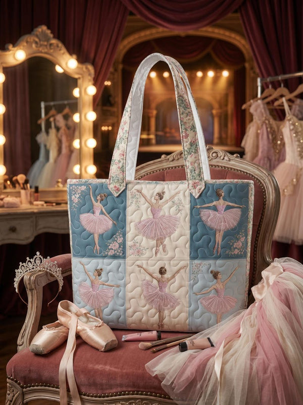 Ballet Dancer Bag, Gift for Ballet Lover Quilted Tote Bag QH04