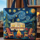 Camper, Starry Night Landscape Handbag Quilted Tote Bag QH06