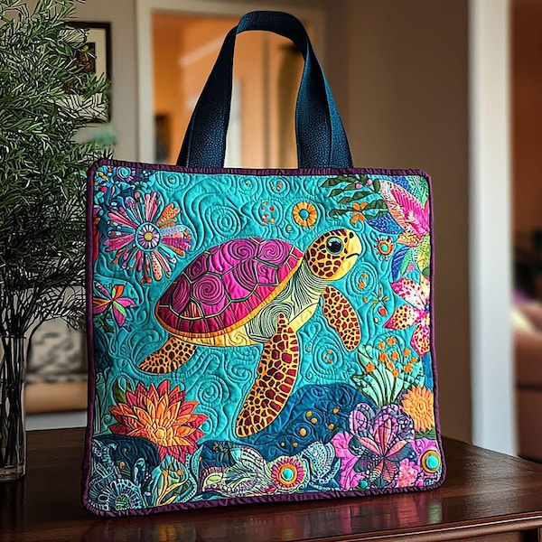 Sea Turtle Quilted Tote Bag QH09