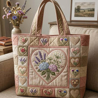 Floral Heart  Quilted Tote Bag QH11