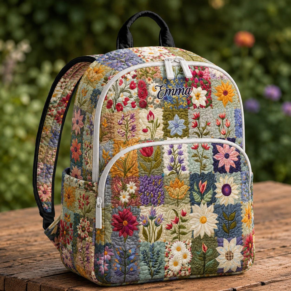 Personalized Floral Patchwork Quilted Backpack TG06 – Mepriva