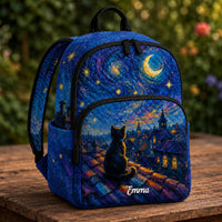 Starry Night Cat Personalized Quilted Backpack TG13