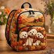 Cute Pumpkin & Puppies Personalized Quilted Backpack TG29