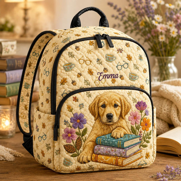 Golden Retriever Personalized Quilted Backpack TG30