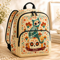 Sugar Skull Cat Personalized Quilted Backpack TG61