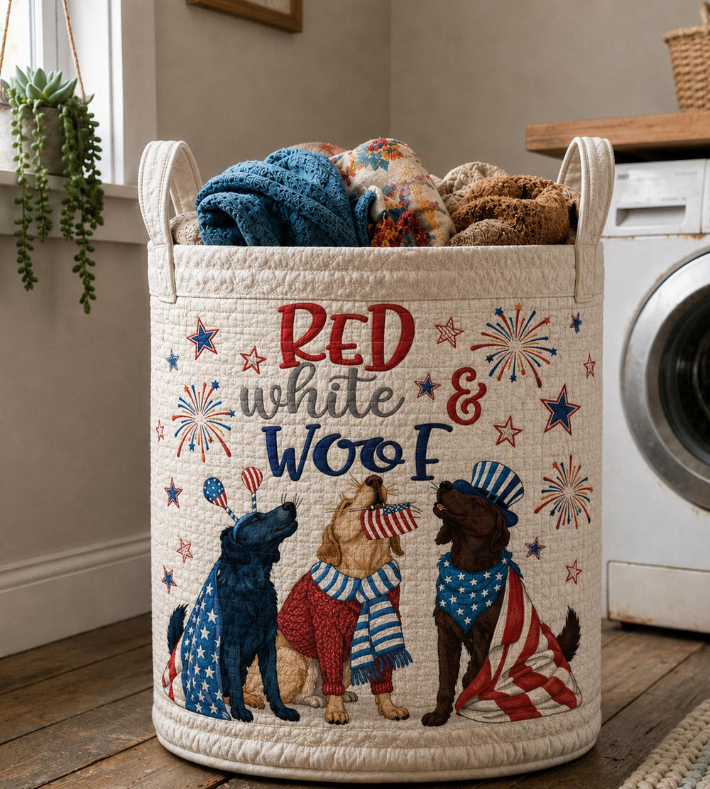 Red, White & Woof Quilted Laundry Basket TG06