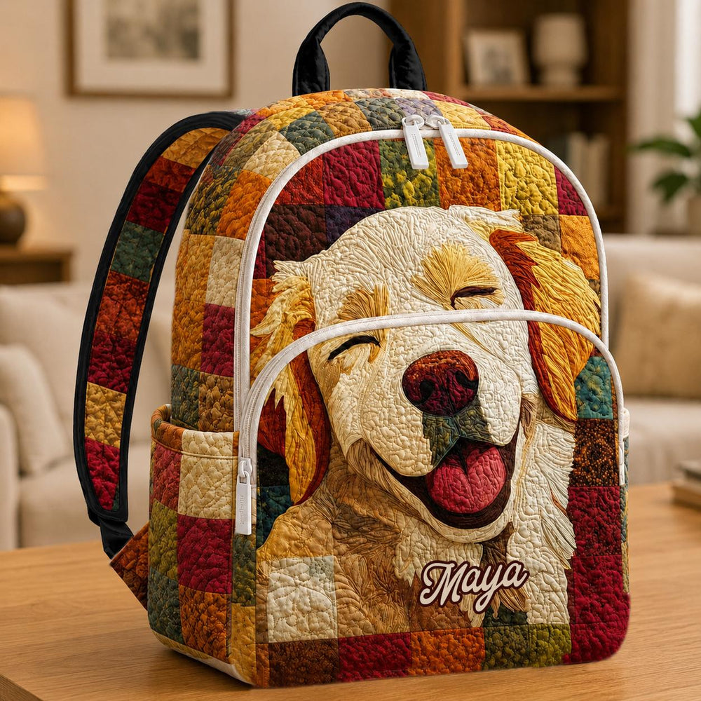 Golden Retriever Personalized Quilted Backpack TN12
