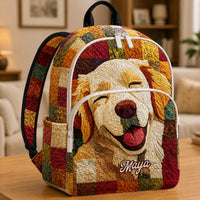 Golden Retriever Personalized Quilted Backpack TN12