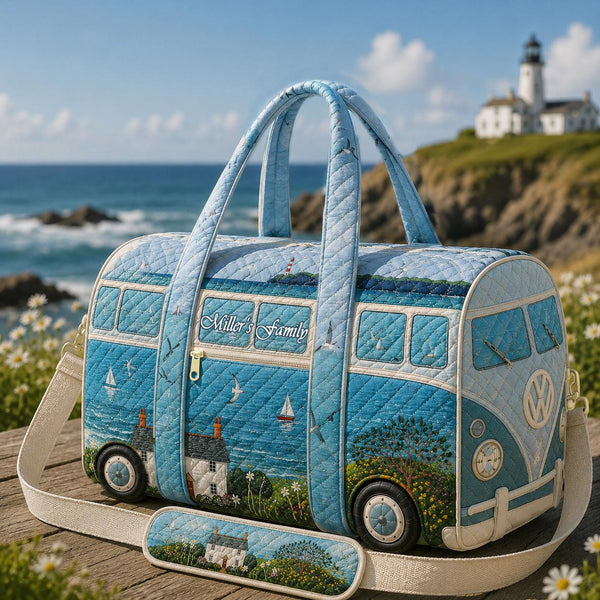 Vintage VW Bus Custom Quilted Travel Bag TN12
