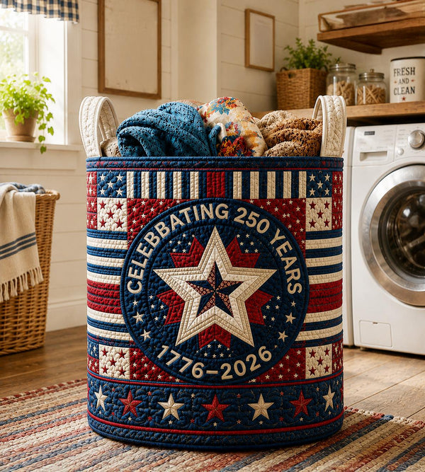 American Flag Quilted Laundry Basket TN05