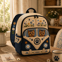 Yorkie Camper Van Personalized Quilted Backpack TP18