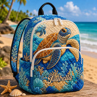 Ocean Turtle Personalized Quilted Backpack TP25