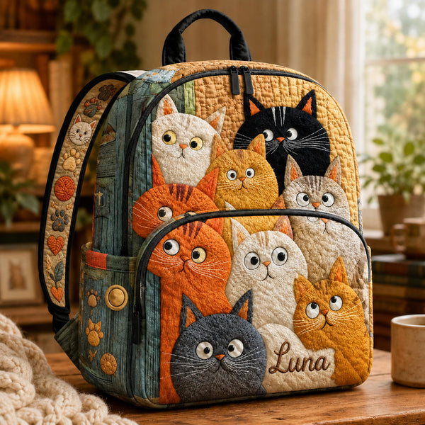 Patchwork Kitten Personalized Quilted Backpack TP27