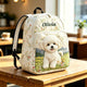 Floral Puppy Personalized Quilted Backpack TP31