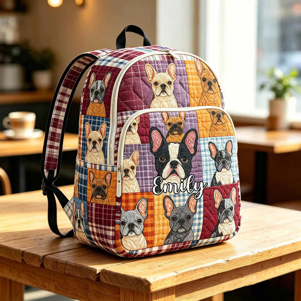 French Bulldog Personalized Quilted Backpack TP35