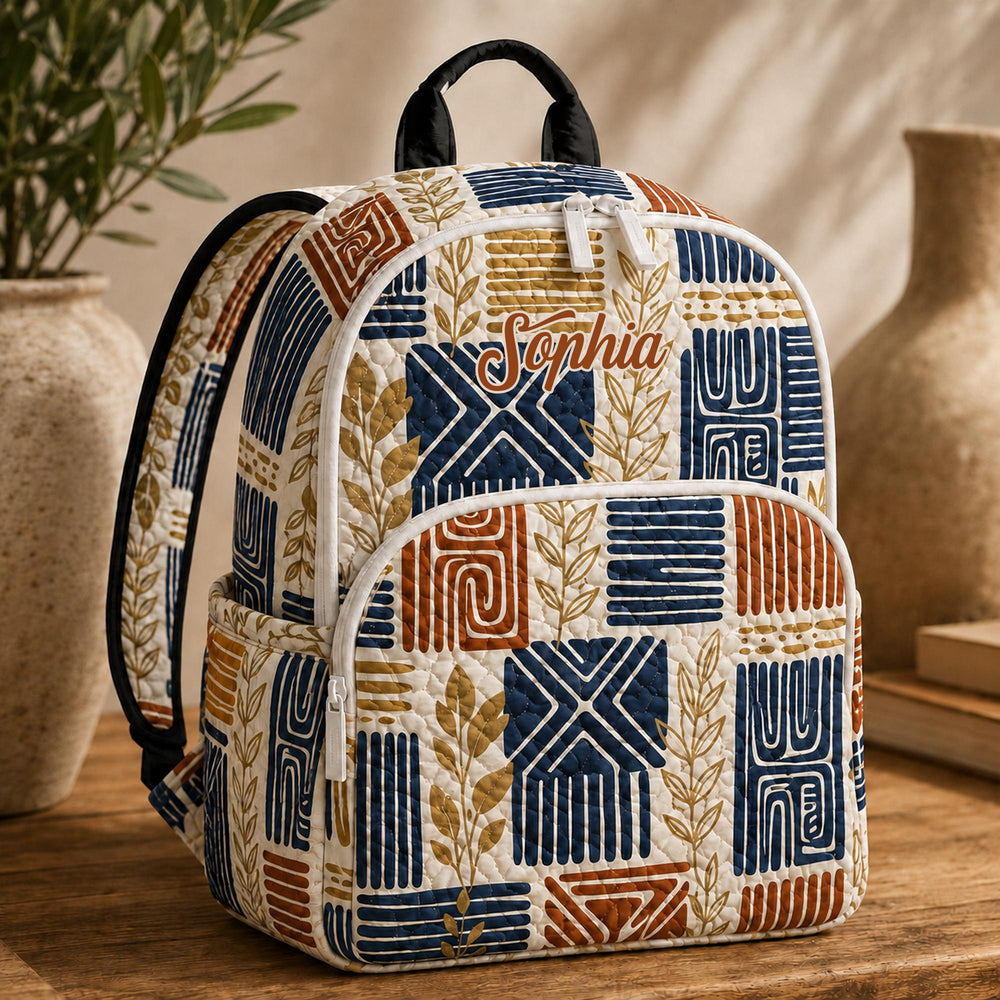 Boho Tribal Patterned Personalized Quilted Backpack TP52