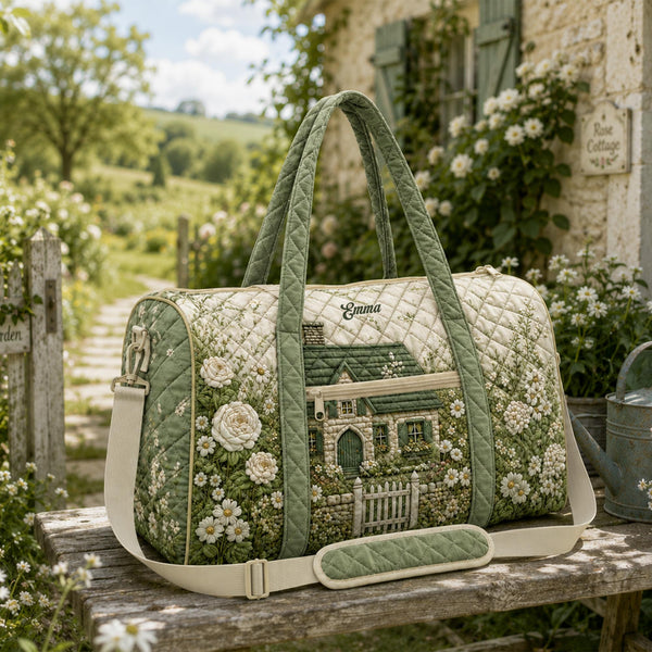Floral Cottage Personalized Quilted Travel Bag TP03