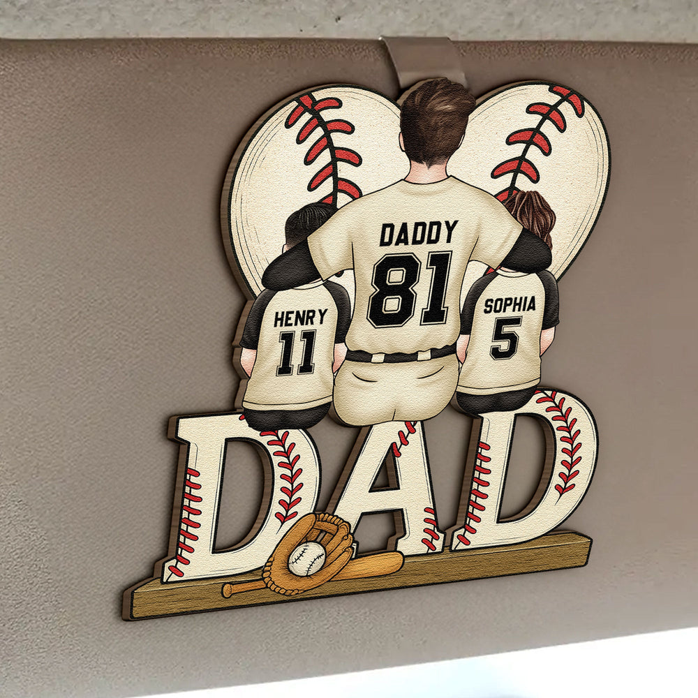 Dad Baseball Team - Personalized Wooden Car Visor Clip