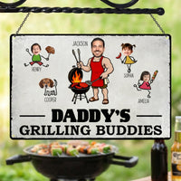 Dad' Grilling Buddies Funny Father's Day Gift - Personalized Metal Sign | BBQ Dad Gift