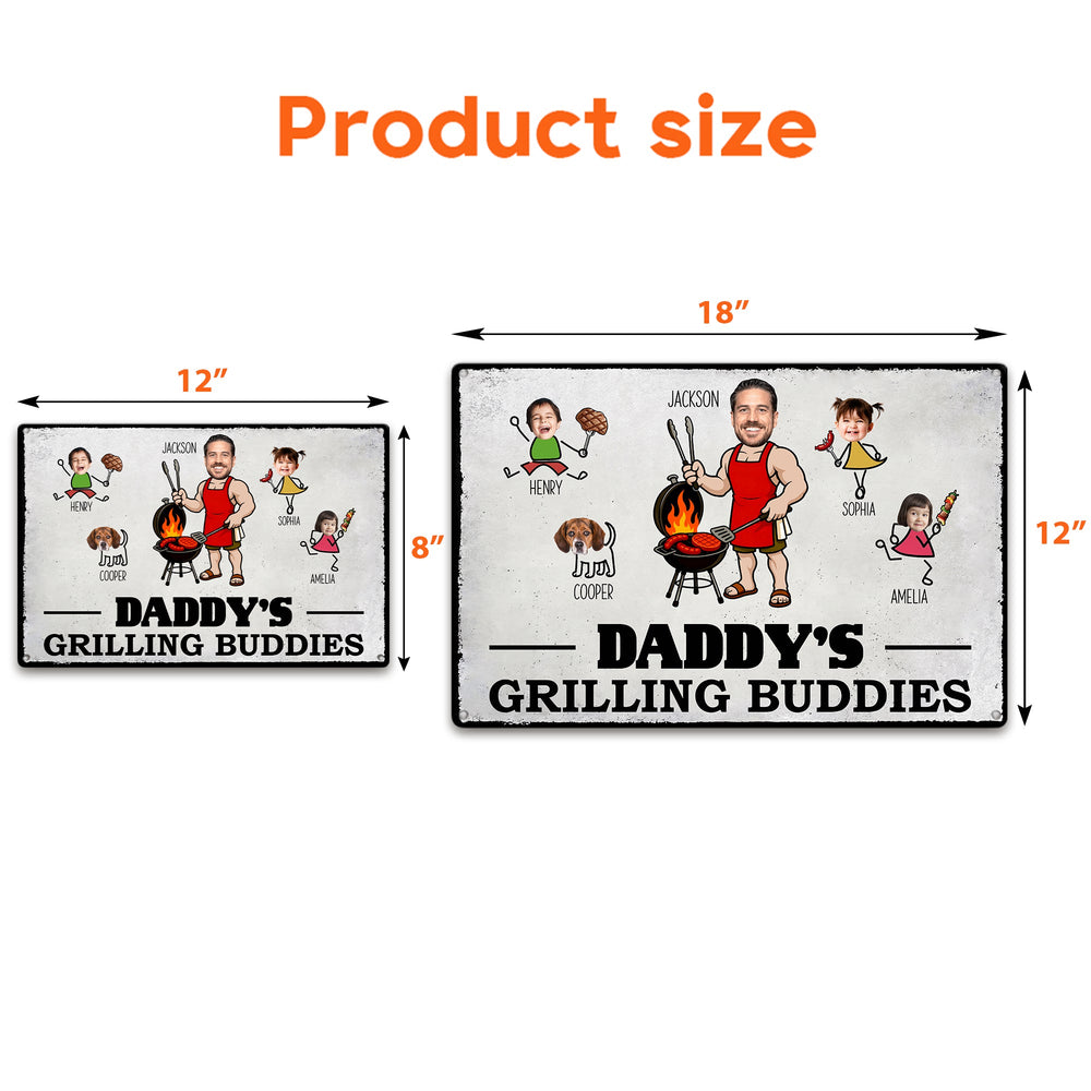 Dad' Grilling Buddies Funny Father's Day Gift - Personalized Metal Sign | BBQ Dad Gift