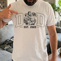Dad Custom Photo Sketch Line Art Father's Day Gift For Husband, Dad - Personalized Shirt