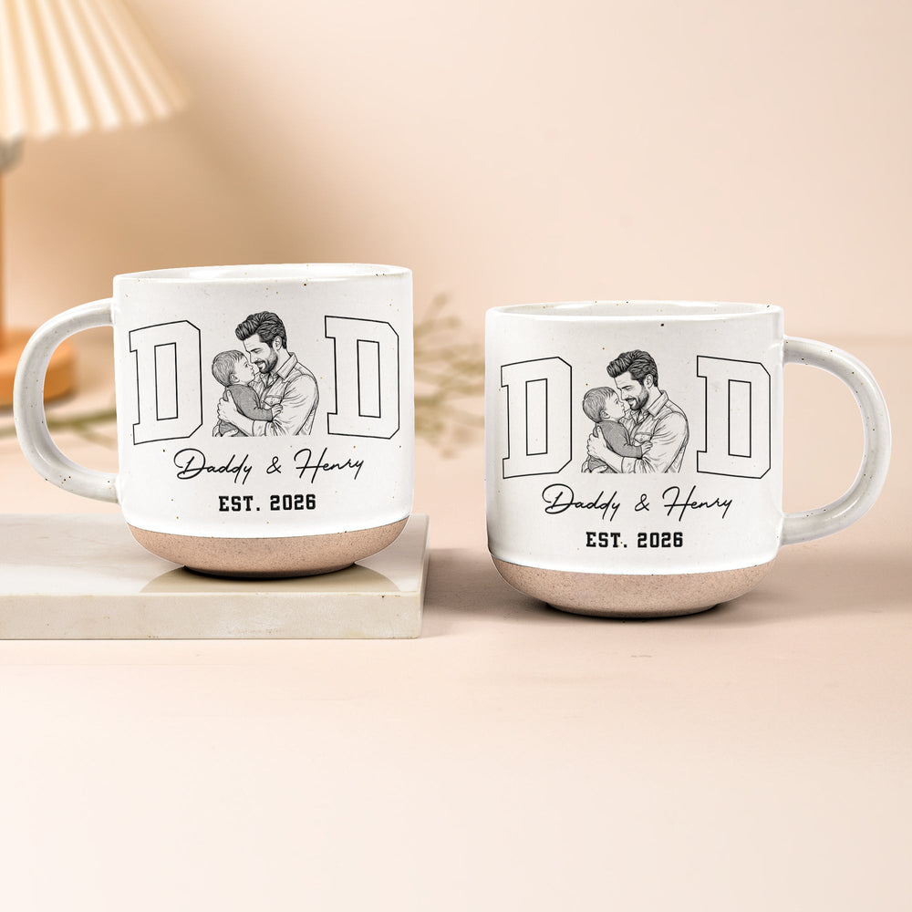 Dad Est Custom Photo Sketch Line Art Father's Day Gift For Husband, Dad - Personalized Mug