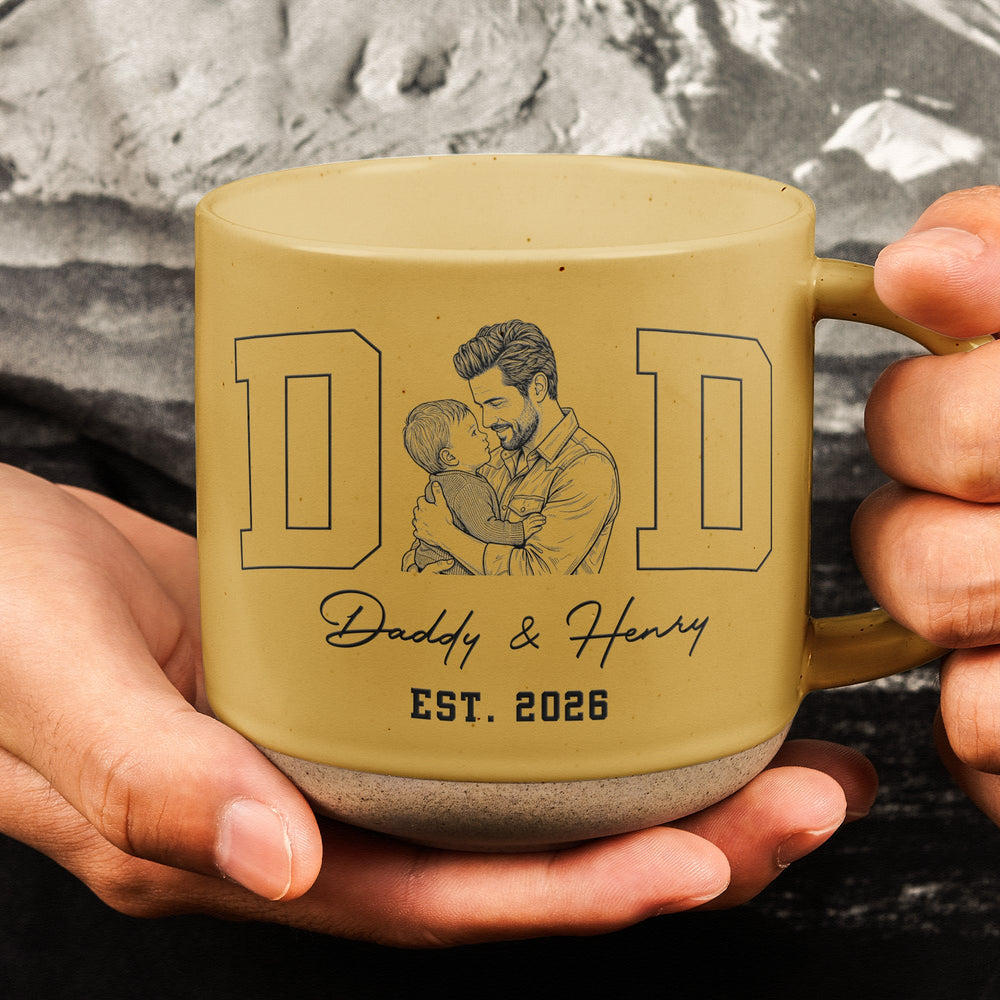 Dad Est Custom Photo Sketch Line Art Father's Day Gift For Husband, Dad - Personalized Mug