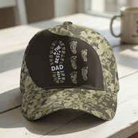 Dad Foot Print Gift For Dad Grandpa - Personalized Cap | Cute Family Gift