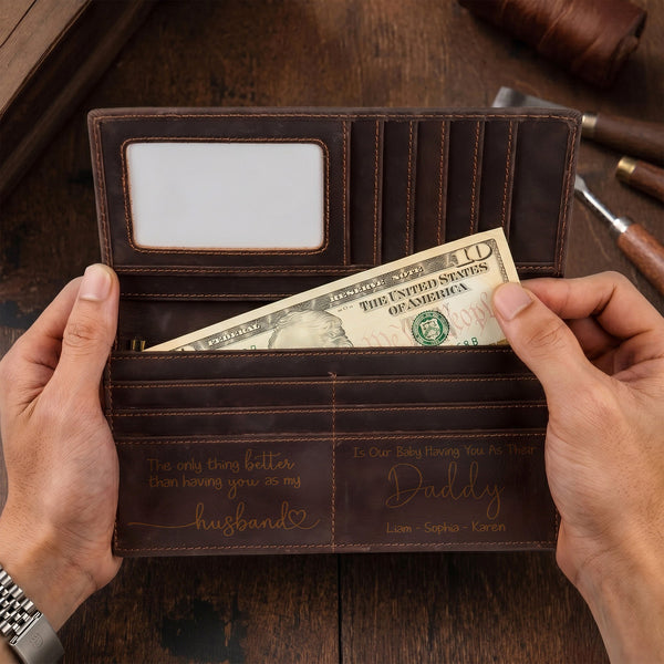 Dad Gifts Custom Photo Line Art Father's Day - Personalized Wallet | Custom Dad Keepsake