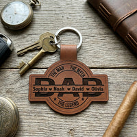 Dad, Papa, Grandpa, Pop The Man, The Myth, The Legend With Kid's Names - Personalized Keychain