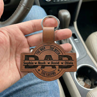 Dad, Papa, Grandpa, Pop The Man, The Myth, The Legend With Kid's Names - Personalized Keychain