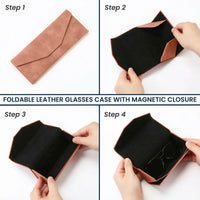 Dad, Papa, Grandpa With Kids' Names - Personalized Leather Glasses Case