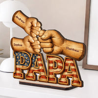 Dad, Papa, Pop Fist Bumps - With Kids' Names - Personalized Wooden Plaque