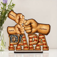 Dad, Papa, Pop Fist Bumps - With Kids' Names - Personalized Wooden Plaque