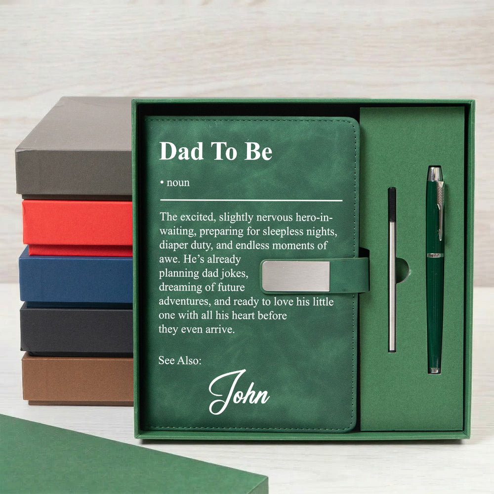 Dad To Be Journal For New Dad Pregnancy Announcement - Personalized Notebook Set