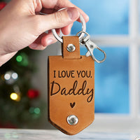 Daddy Can't Wait To Meet You From The Bump - Personalized Leather Photo Keychain