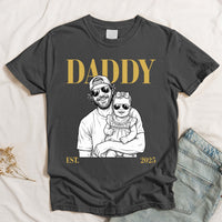 Daddy Est Custom Photo Sketch Line Art Father's Day Gift For Dad, Husband - Personalized Shirt | Custom Dad Shirt