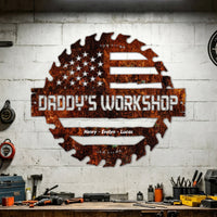 Daddy's Garage, Papa's Garage Man Cave Steel Workshop Sign Father's Day Gifts - Personalized Metal Sign | Custom Gift For Dad’s Workshop Decor