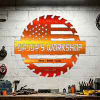 Daddy's Garage, Papa's Garage Man Cave Steel Workshop Sign Father's Day Gifts - Personalized Metal Sign | Custom Gift For Dad’s Workshop Decor