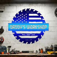 Daddy's Garage, Papa's Garage Man Cave Steel Workshop Sign Father's Day Gifts - Personalized Metal Sign | Custom Gift For Dad’s Workshop Decor