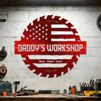 Daddy's Garage, Papa's Garage Man Cave Steel Workshop Sign Father's Day Gifts - Personalized Metal Sign | Custom Gift For Dad’s Workshop Decor