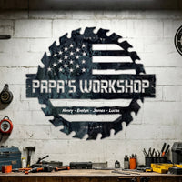 Daddy's Garage, Papa's Garage Man Cave Steel Workshop Sign Father's Day Gifts - Personalized Metal Sign | Custom Gift For Dad’s Workshop Decor