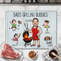 Dad's Grilling Buddies Custom Kid Faces - Personalized Cutting Board