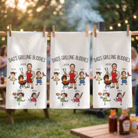 Dad's Grilling Buddies Father's Day Gift For Dad, Husband - Personalized Kitchen Towel | Fun BBQ Gift From Kids For Dad