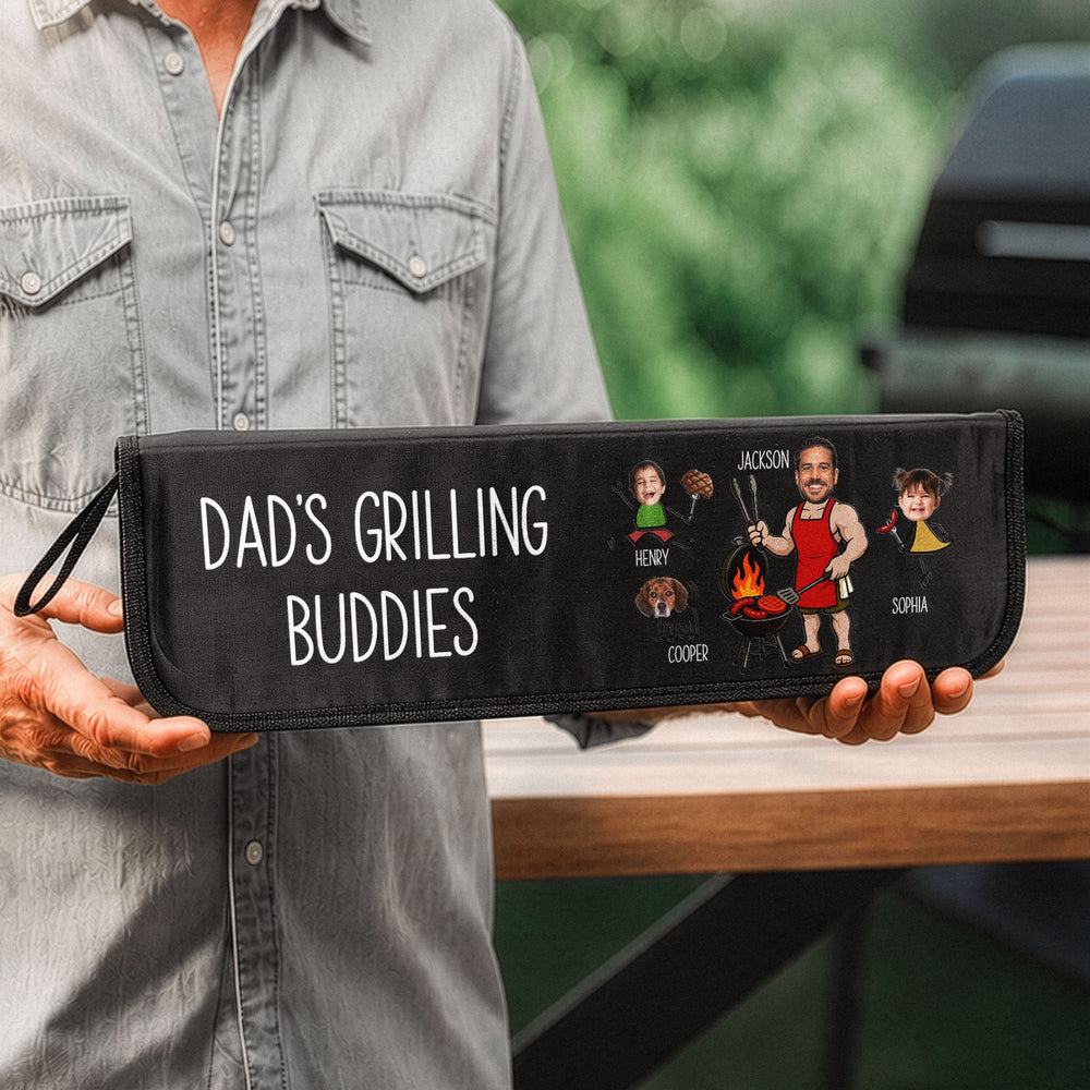 Custom Dad's Grilling Buddies BBQ Tool Set - Personalized Gift for Husband