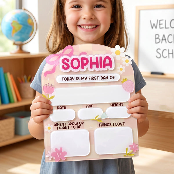 Daisy Ribbon First And Last Day Of School Personalized Reusable Sign